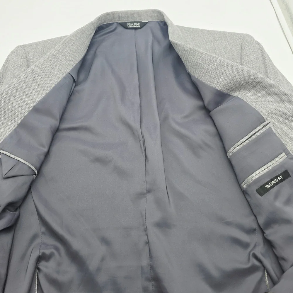 Jos. A. Bank Men 50R Traveler 100% Wool Gray Two Button Blazer Sport Coat Jacket